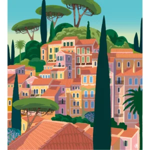 202-Bormes Provence la Provence, Affiche, Tirage Art, Digigraphie, Illustration, œuvre, Poster, Fine Art, Design. Monsieur Z