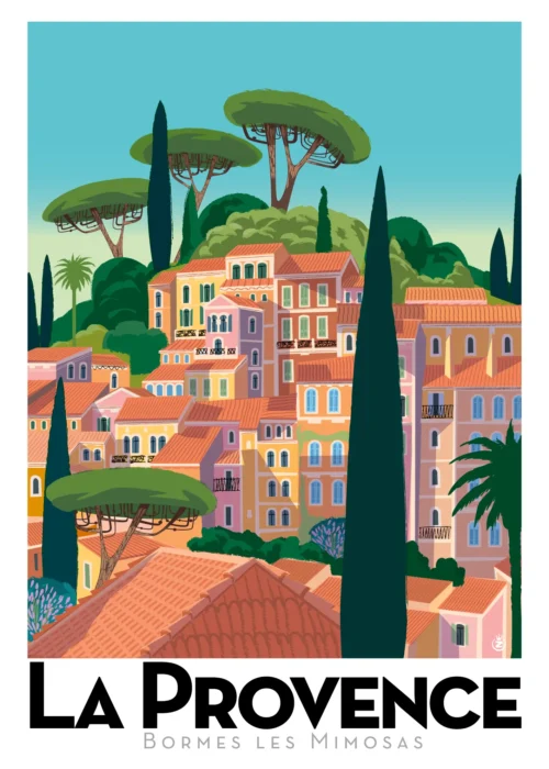 202-Bormes Provence la Provence, Affiche, Tirage Art, Digigraphie, Illustration, œuvre, Poster, Fine Art, Design. Monsieur Z