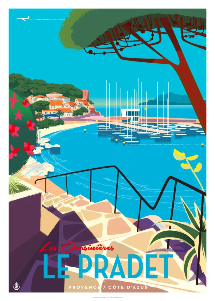 Affiche du petit port des Oursinières au Pradet par Monsieur Z