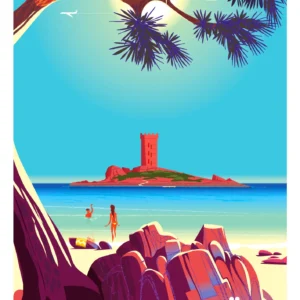 208-saint raphaël île privée ile d'or, côte d'azur, Affiche, Tirage Art, Digigraphie, Illustration, œuvre, Poster, Fine Art, Design. Monsieur Z