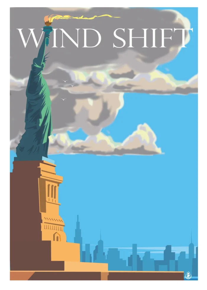 Affiche Wind Shift, allégorie du vent sur la baie de New York, par Monsieur Z
