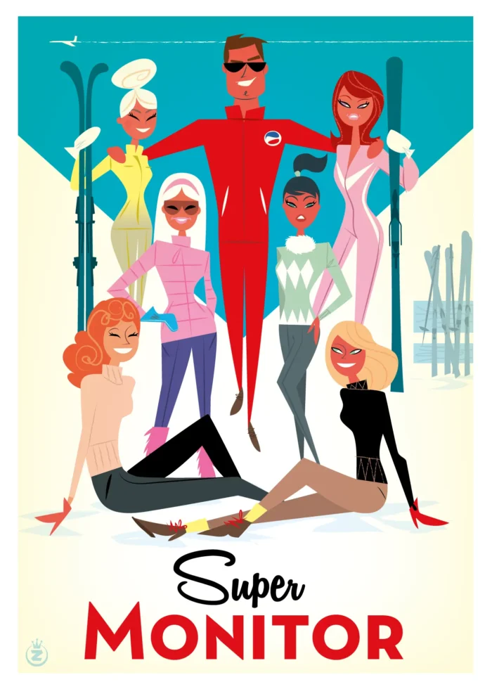 Affiche du moniteur de ski adoré de la station par Monsieur Z