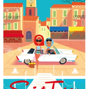 215-saint tropez french riviera, côte d'azur, Affiche, Tirage Art, Digigraphie, Illustration, œuvre, Poster, Fine Art, Design. Monsieur Z