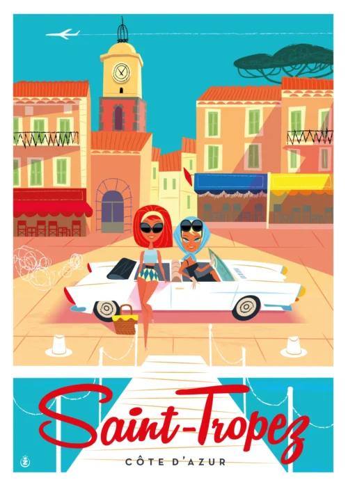 215-saint tropez french riviera, côte d'azur, Affiche, Tirage Art, Digigraphie, Illustration, œuvre, Poster, Fine Art, Design. Monsieur Z