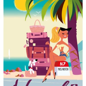 217-nationale autostop la route des vacances, Affiche, Tirage Art, Digigraphie, Illustration, œuvre, Poster, Fine Art, Design. Monsieur Z