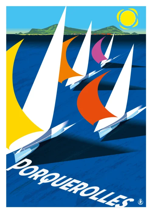 219- Porquerolles regate Affiche, Tirage Art, Digigraphie, Illustration, œuvre, Poster, Fine Art, Design. Monsieur Z
