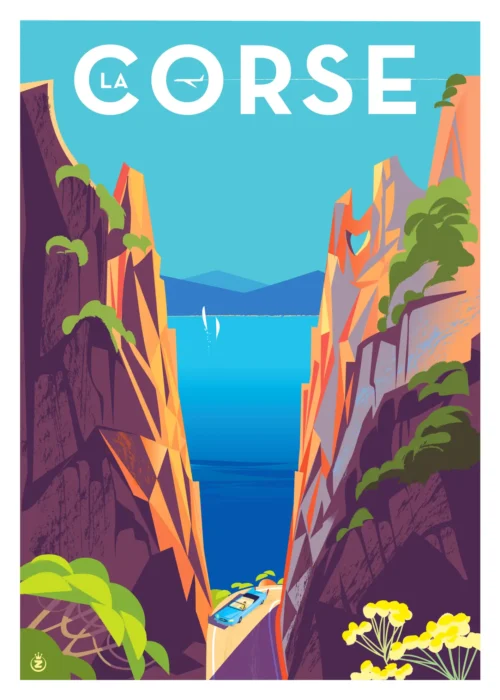 223-corse calanche, Affiche, Tirage Art, Digigraphie, Illustration, œuvre, Poster, Fine Art, Design. Monsieur Z