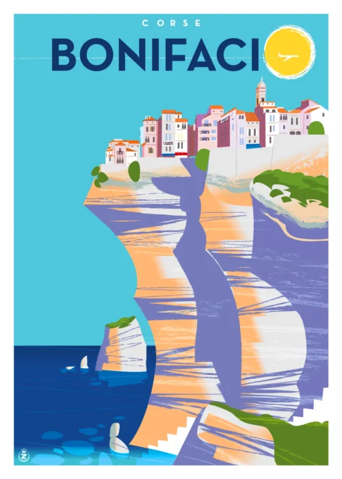 224-bonifacio Corse, Affiche, Tirage Art, Digigraphie, Illustration, œuvre, Poster, Fine Art, Design. Monsieur Z
