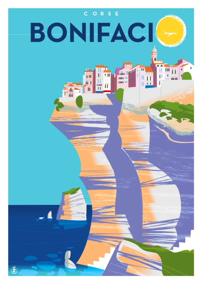 Affiche de Bonifacio et de ses falaises blanches en Corse par Monsieur Z