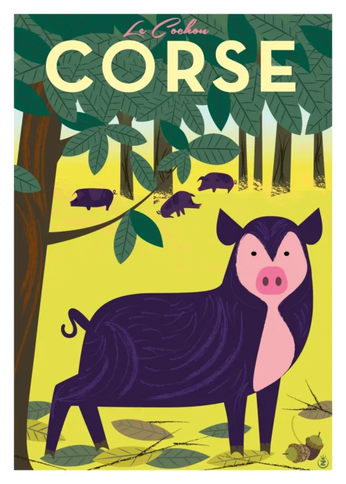 225-cochon corse Affiche, Tirage Art, Digigraphie, Illustration, œuvre, Poster, Fine Art, Design. Monsieur Z