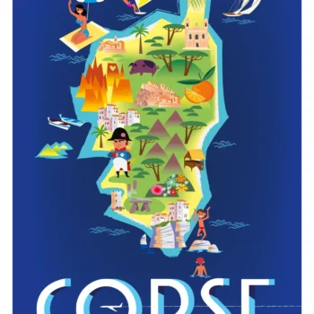 227-carte corse L'île de beauté, Affiche, Tirage Art, Digigraphie, Illustration, œuvre, Poster, Fine Art, Design. Monsieur Z