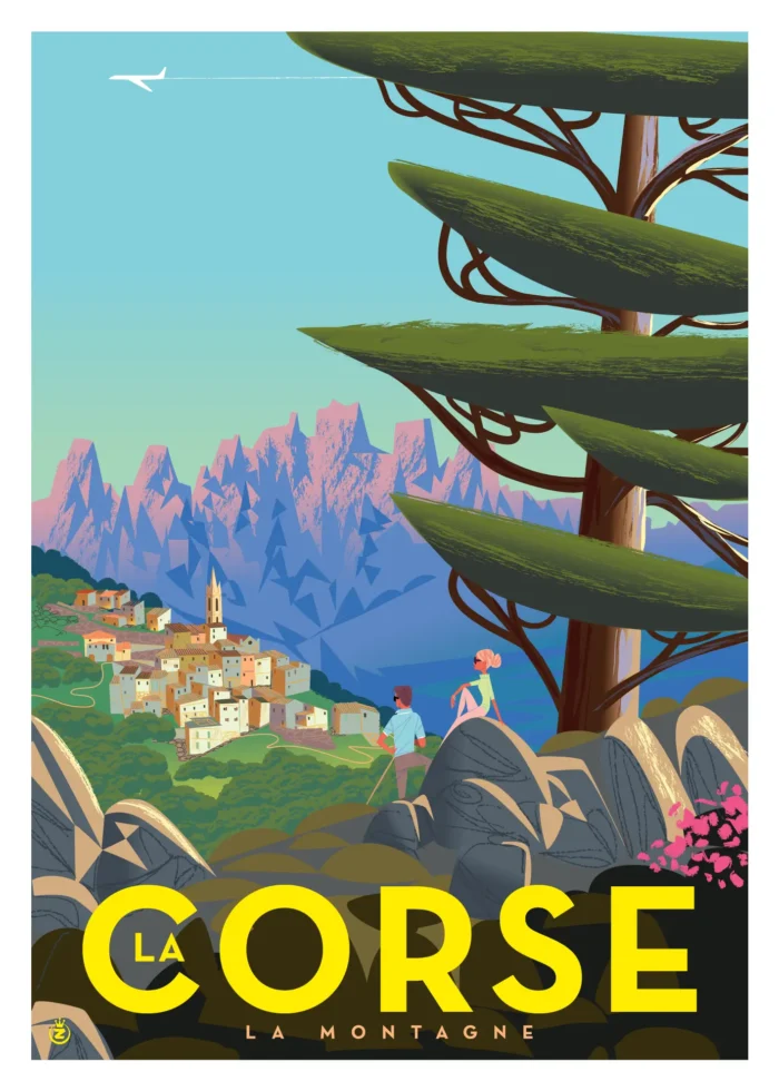 Affiche d'une randonnée dans la montagne corse par Monsieur Z