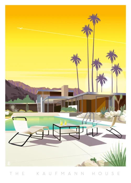 233-The kaufmann house Richard Neutra, Architecture, Mid-century, Affiche, Tirage Art, Digigraphie, Illustration, œuvre, Poster, Fine Art, Design. Monsieur Z