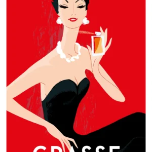 236-grasse fille fond rouge musée international de la parfumerie, Affiche, Tirage Art, Digigraphie, Illustration, œuvre, Poster, Fine Art, Design. Monsieur Z