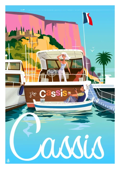 237-J'aime cassis Port, Affiche, Tirage Art, Digigraphie, Illustration, œuvre, Poster, Fine Art, Design. Monsieur Z