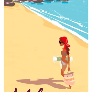 240- Méditerranée côte d'azur, plage, Affiche, Tirage Art, Digigraphie, Illustration, œuvre, Poster, Fine Art, Design. Monsieur Z