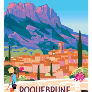 246-roquebrune Argens village rocher Affiche, Tirage Art, Digigraphie, Illustration, œuvre, Poster, Fine Art, Design. Monsieur Z