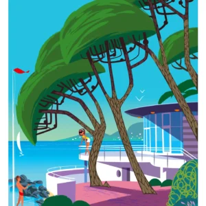 248-plage batterie les Issambres Affiche, Tirage Art, Digigraphie, Illustration, œuvre, Poster, Fine Art, Design. Monsieur Z