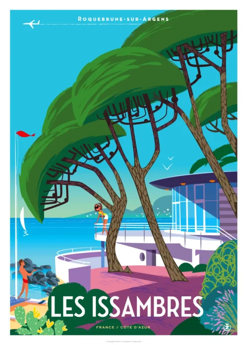 248-plage batterie les Issambres Affiche, Tirage Art, Digigraphie, Illustration, œuvre, Poster, Fine Art, Design. Monsieur Z