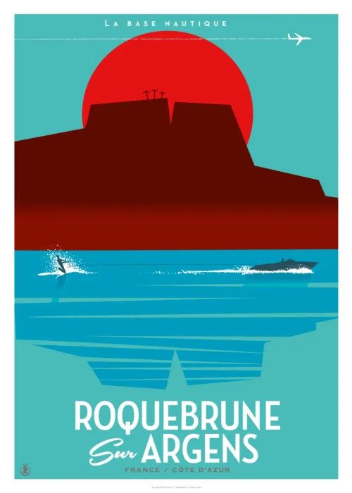 249-roquebrune sur Argens flat design Affiche, Tirage Art, Digigraphie, Illustration, œuvre, Poster, Fine Art, Design. Monsieur Z