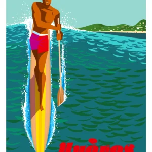 260-Hyeres paddle Affiche, Tirage Art, Digigraphie, Illustration, œuvre, Poster, Fine Art, Design. Monsieur Z