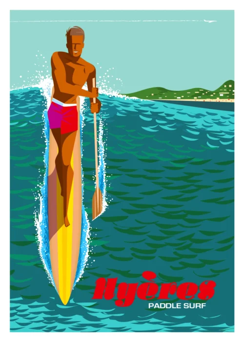 260-Hyeres paddle Affiche, Tirage Art, Digigraphie, Illustration, œuvre, Poster, Fine Art, Design. Monsieur Z
