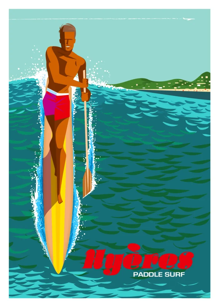 260-Hyeres paddle Affiche, Tirage Art, Digigraphie, Illustration, œuvre, Poster, Fine Art, Design. Monsieur Z