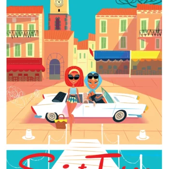 261-Saint-Tropez quai Côte d'azur, Affiche, Tirage Art, Digigraphie, Illustration, œuvre, Poster, Fine Art, Design. Monsieur Z