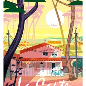 266-la capte cabane de surfeur, pin parasol, Affiche, Tirage Art, Digigraphie, Illustration, œuvre, Poster, Fine Art, Design. Monsieur Z