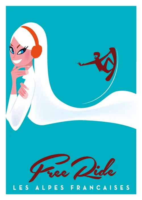 272-free ride Alpes francaises Affiche, Tirage Art, Digigraphie, Illustration, œuvre, Poster, Fine Art, Design. Monsieur Z