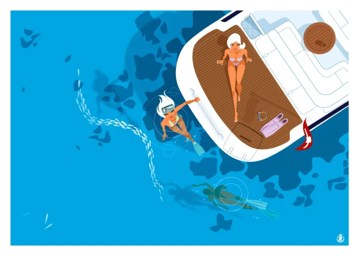 Affiche d'un après-midi en mer dans les eaux scintillantes par Monsieur Z