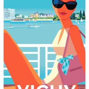 279-vichy femme lunette, Affiche, Tirage Art, Digigraphie, Illustration, œuvre, Poster, Fine Art, Design. Monsieur Z