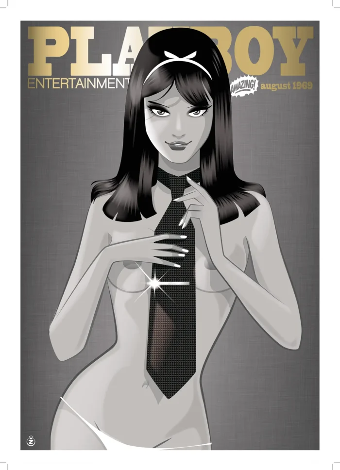 Affiche d'une pin-up à la cravate en hommage à la séduction par Monsieur Z