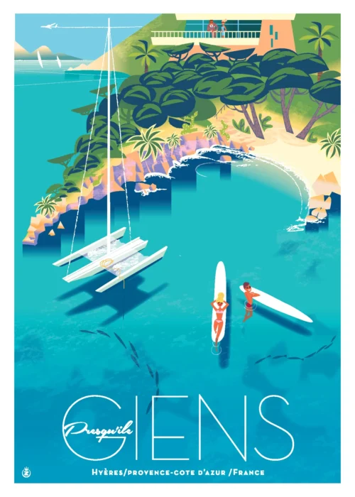 284-Presqu'ile de giens, Hyères, Provence, côte d'azur, france, Affiche, Tirage Art, Digigraphie, Illustration, œuvre, Poster, Fine Art, Design. Monsieur Z
