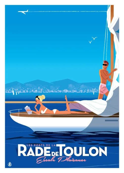 285-rade plein soleil les ports de la rade de toulon, Affiche, Tirage Art, Digigraphie, Illustration, œuvre, Poster, Fine Art, Design. Monsieur Z