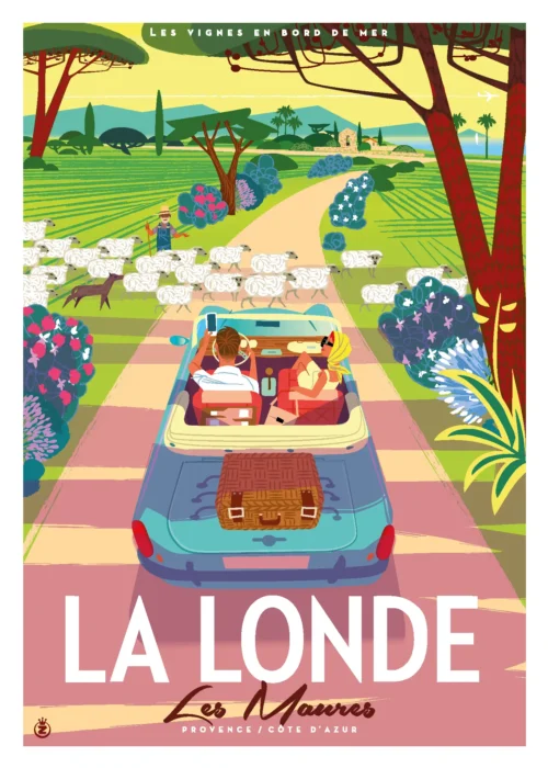 290-la londe les maures, vignes et mouton, Affiche, Tirage Art, Digigraphie, Illustration, œuvre, Poster, Fine Art, Design. Monsieur Z