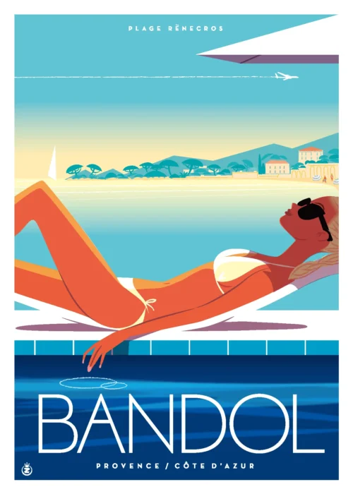 293-Bandol ile rousse, Provence, Affiche, Tirage Art, Digigraphie, Illustration, œuvre, Poster, Fine Art, Design. Monsieur Z