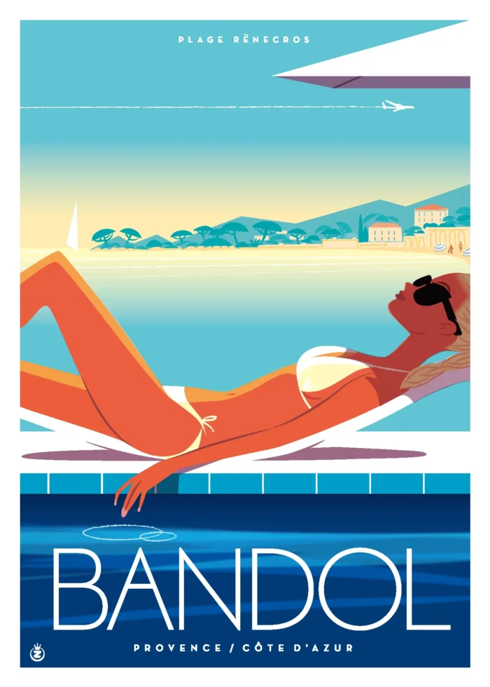 293-Bandol ile rousse, Provence, Affiche, Tirage Art, Digigraphie, Illustration, œuvre, Poster, Fine Art, Design. Monsieur Z