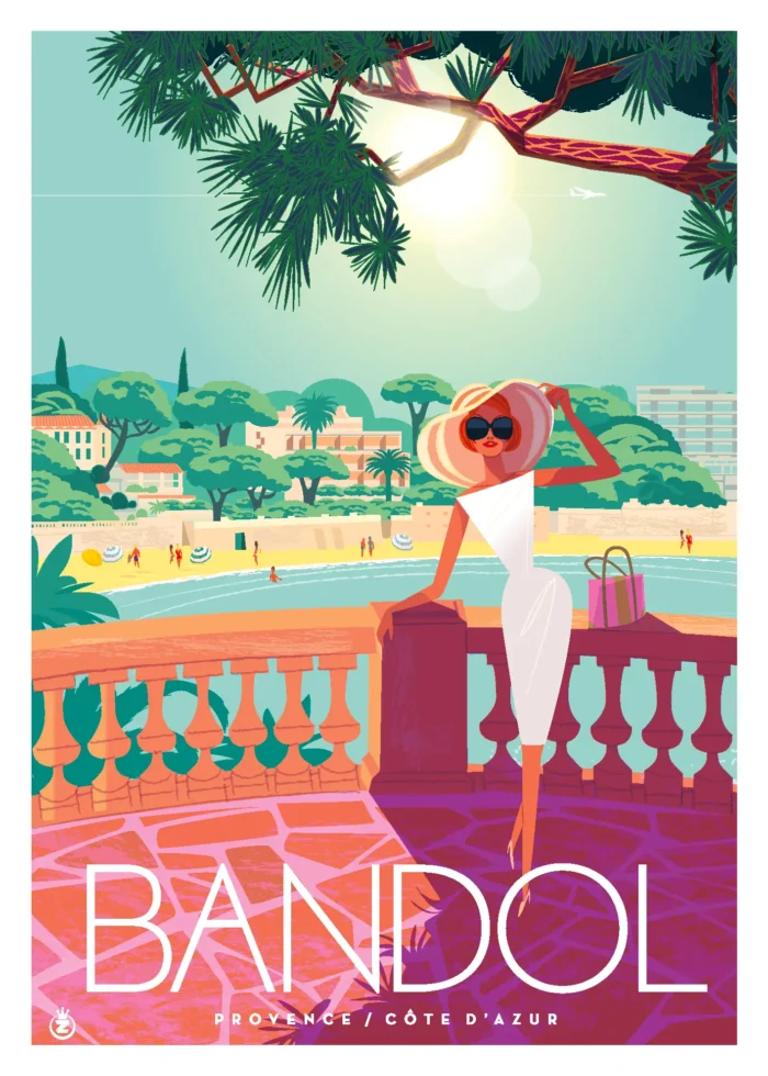 294-Bandol ombre pin Provence, Affiche, Tirage Art, Digigraphie, Illustration, œuvre, Poster, Fine Art, Design. Monsieur Z