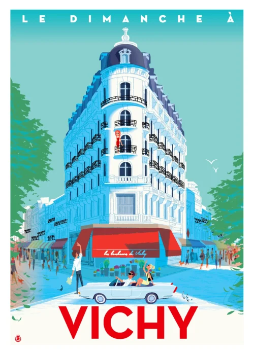 300-vichy arbres verts le dimanche, Affiche, Tirage Art, Digigraphie, Illustration, œuvre, Poster, Fine Art, Design. Monsieur Z