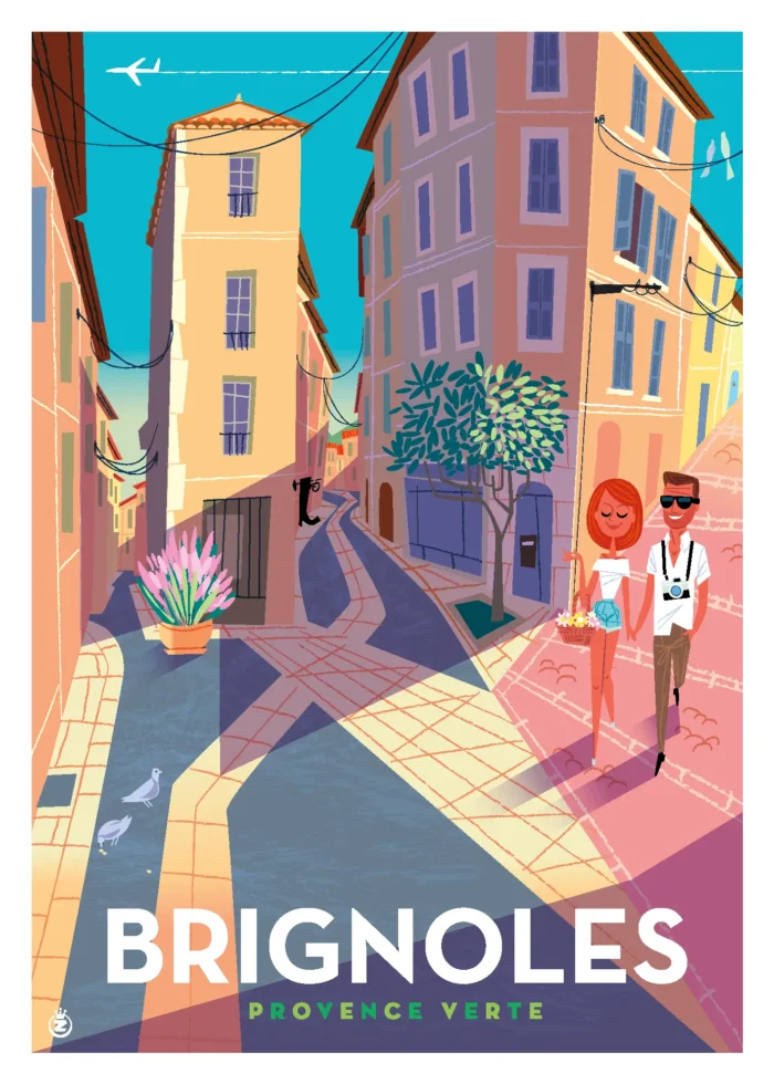 Affiche des ruelles charmantes du vieux Brignoles par Monsieur Z