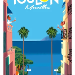 308-mourillon apero balcon Affiche, Tirage Art, Digigraphie, Illustration, œuvre, Poster, Fine Art, Design. Monsieur Z