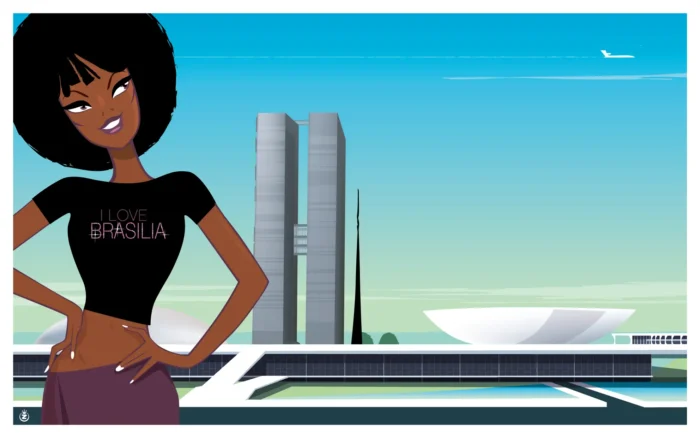 Affiche hommage coloré à Brasilia par Monsieur Z