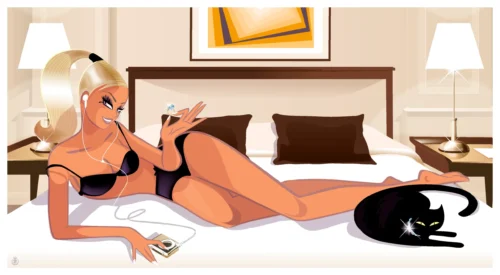 314-bella ciao chat, Ipad, Affiche, Tirage Art, Digigraphie, Illustration, œuvre, Poster, Fine Art, Design. Monsieur Z