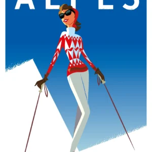 319-ski fille pull jacquard Affiche, Tirage Art, Digigraphie, Illustration, œuvre, Poster, Fine Art, Design. Monsieur Z