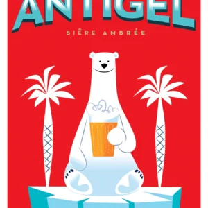 320-Bière Antigel, Des iles d'or Affiche, Tirage Art, Digigraphie, Illustration, œuvre, Poster, Fine Art, Design. Monsieur Z