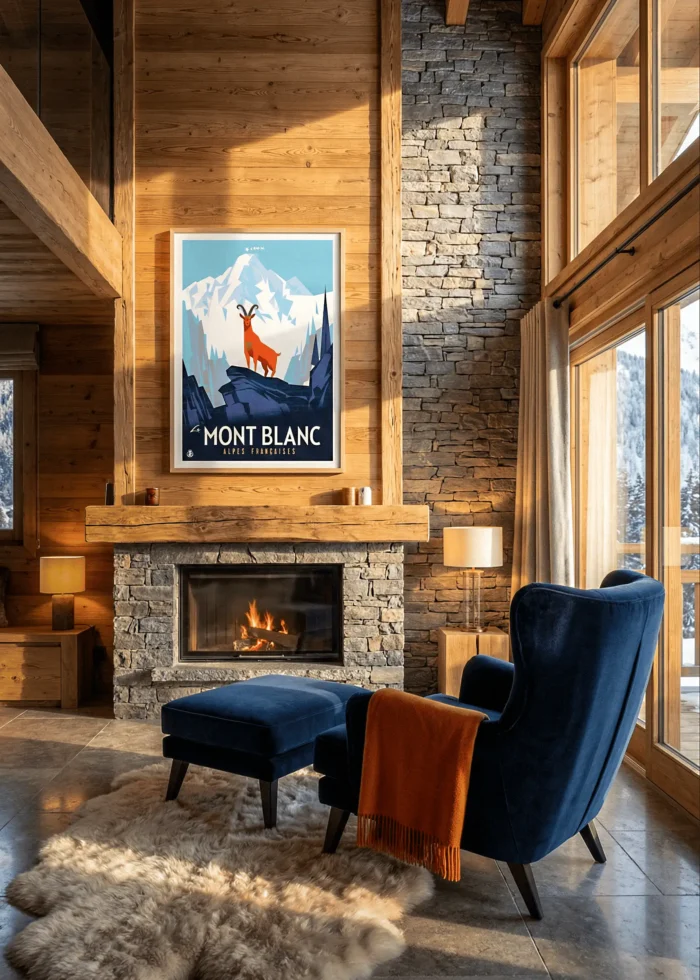 323-site Affiche le mont Blanc, Illustration Alpes Française, Décoration Chalet moderne Monsieur Z, AAZ Galerie