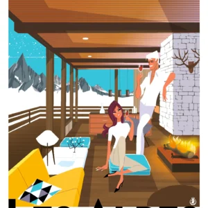 325-chalet moderne bleu Affiche, Tirage Art, Digigraphie, Illustration, œuvre, Poster, Fine Art, Design. Monsieur Z