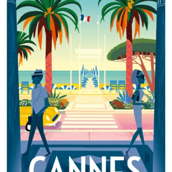 331-cannes côte d'azur, croisette Affiche, Tirage Art, Digigraphie, Illustration, œuvre, Poster, Fine Art, Design. Monsieur Z