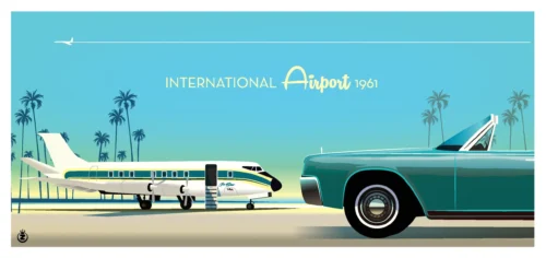 335-international Airport, Aéroport international Affiche, Tirage Art, Digigraphie, Illustration, œuvre, Poster, Fine Art, Design. Monsieur Z